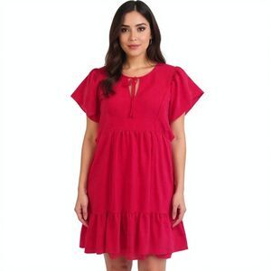 Knox Rose Dress Red Ruffle Dress with Pockets Cottagecore Relaxed Fit size Large